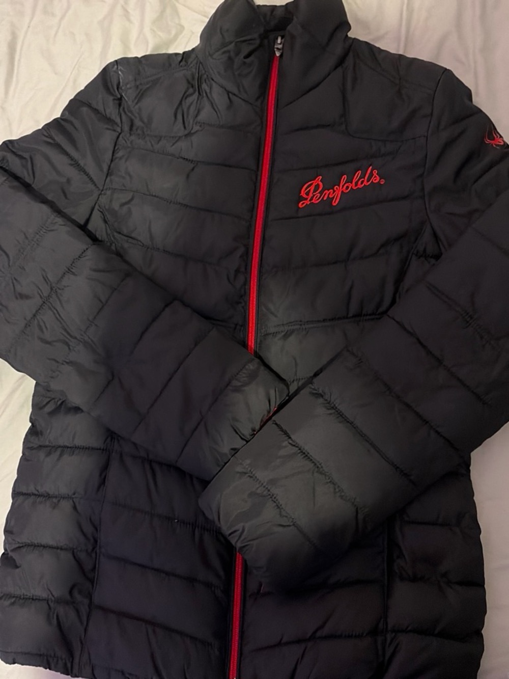 Spyder Black Puffer Jacket with Red Trim